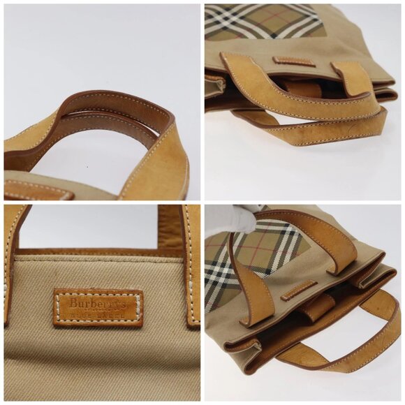 Burberrys Nova Check Blue Label Hand Bag Canvas Brown Auth ti2966 - Picture 16 of 16